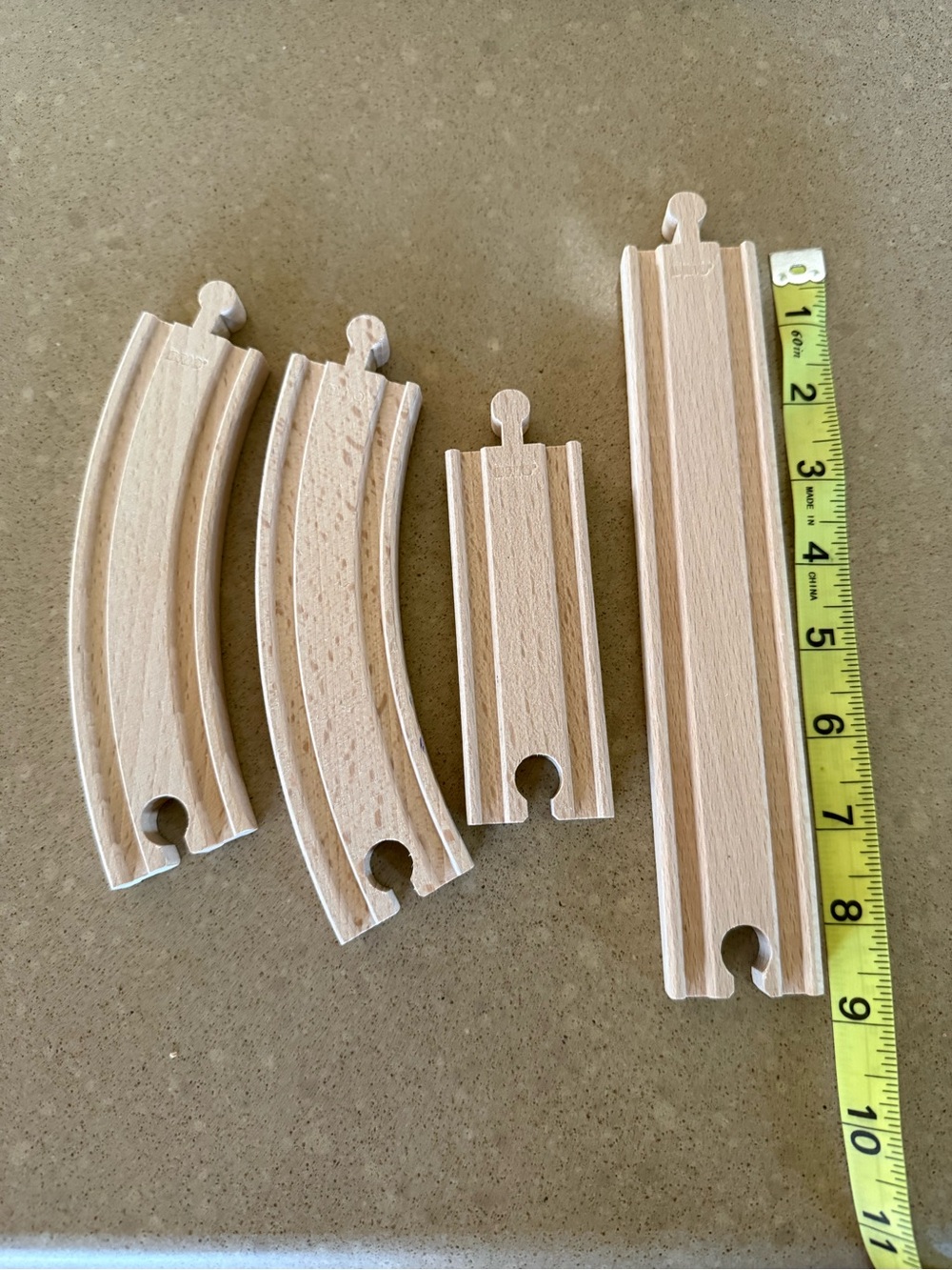 Natural Wood Train Track Pieces - Kids Building Set